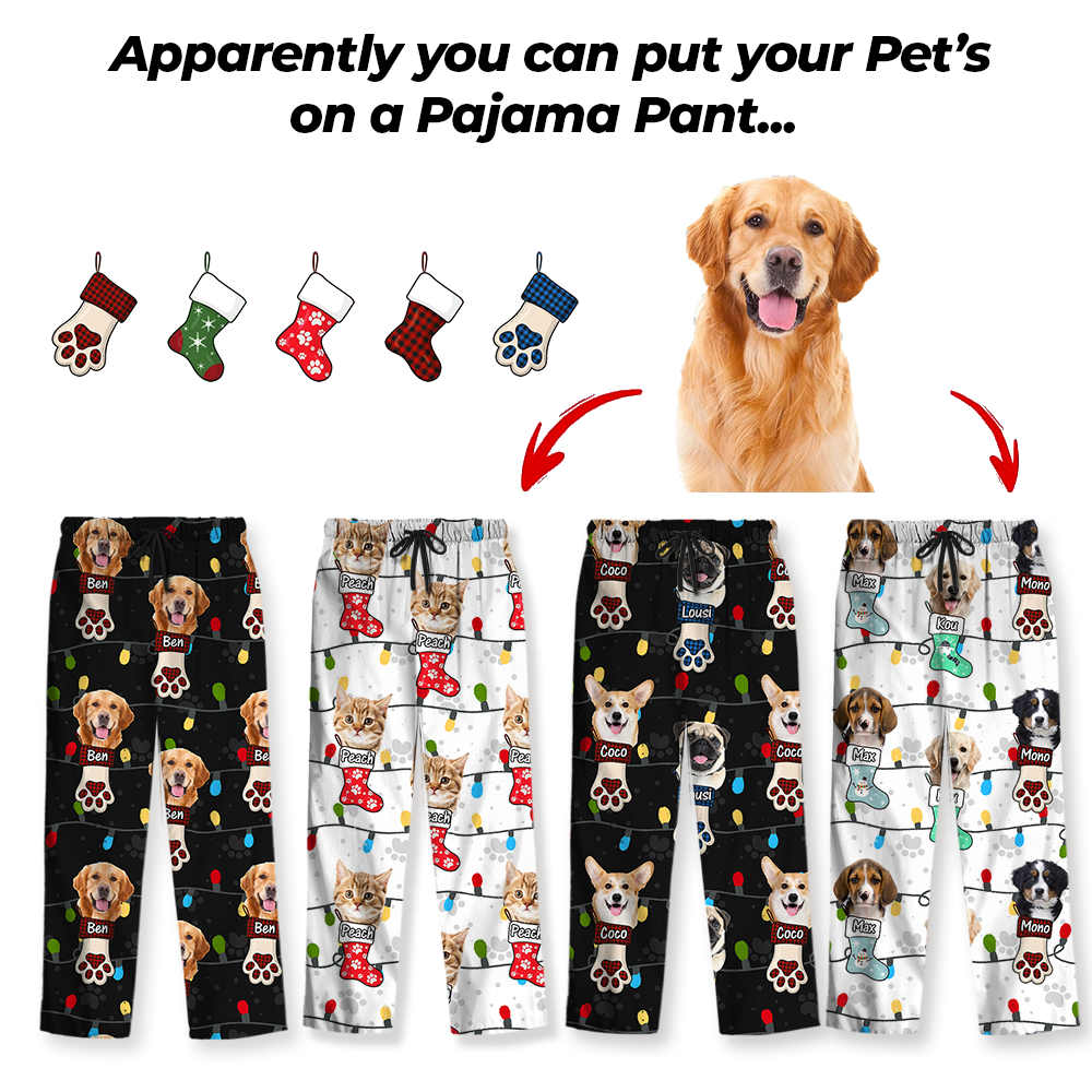 Weihnachtspyjamas mit Foto und Lichter-Motiv - Familien-Pyjama-Set