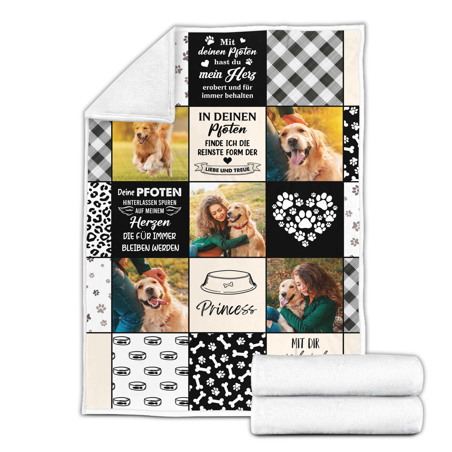 Personalisierte Haustier Hund Katze Decke mit Fotos und Namen - Decke für Tierliebhaber
