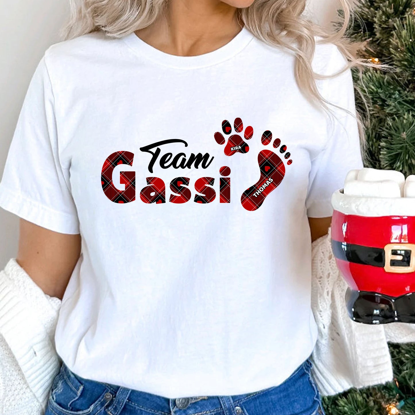 Personalisiertes Team Gassi T-Shirt - Individuelles T-Shirt für Hundepapa Hundemama - Weihnachtsgeschenk für Hundeliebhaber