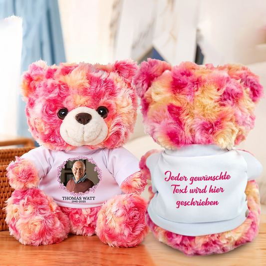 In liebevoller Erinnerung – Teddybär mit personalisiertem Foto-T-Shirt