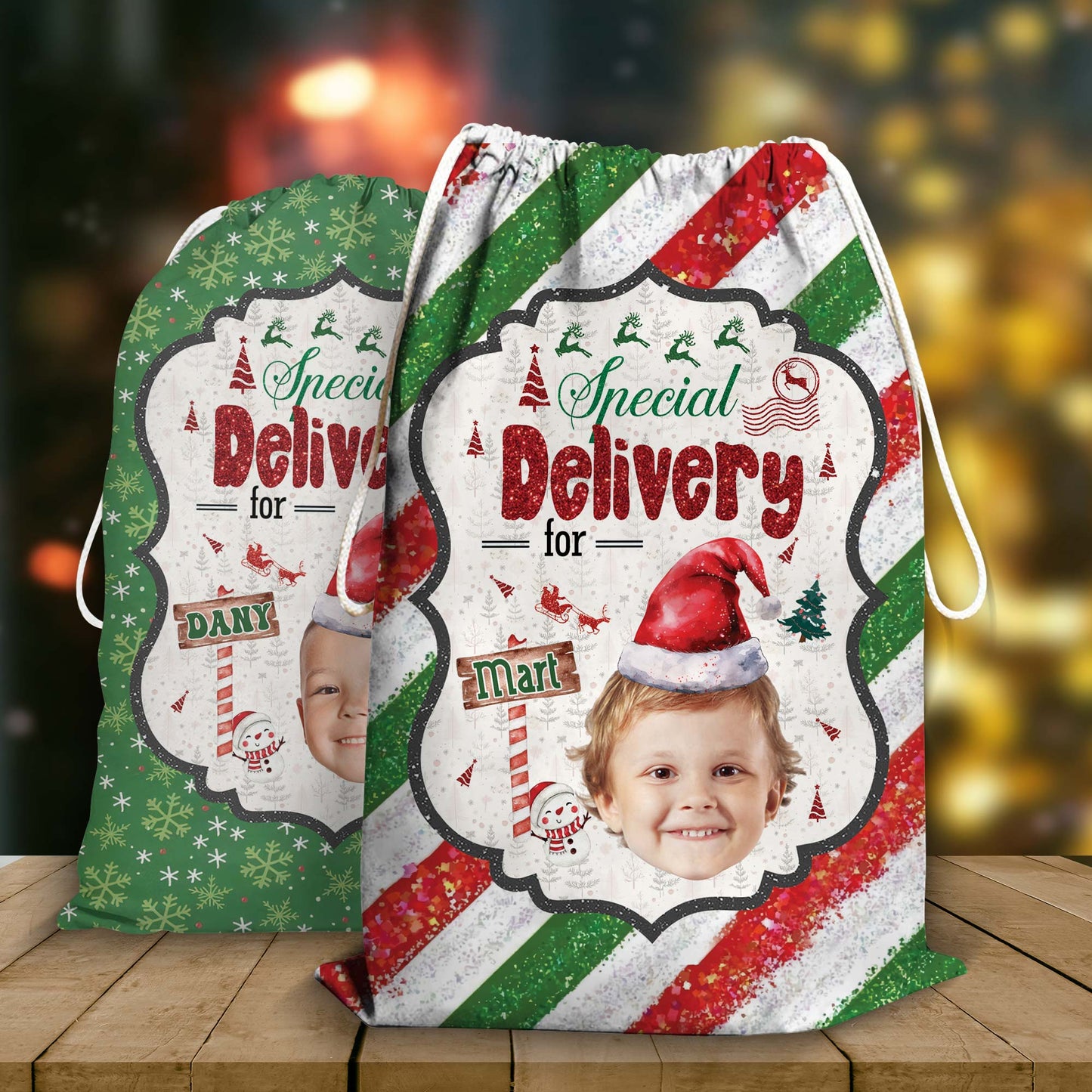 Glitzernde Weihnachts-Sonderlieferung Geschenksack - Personalisierter Weihnachtsmannsack für Kinder und Erwachsene und Tiere