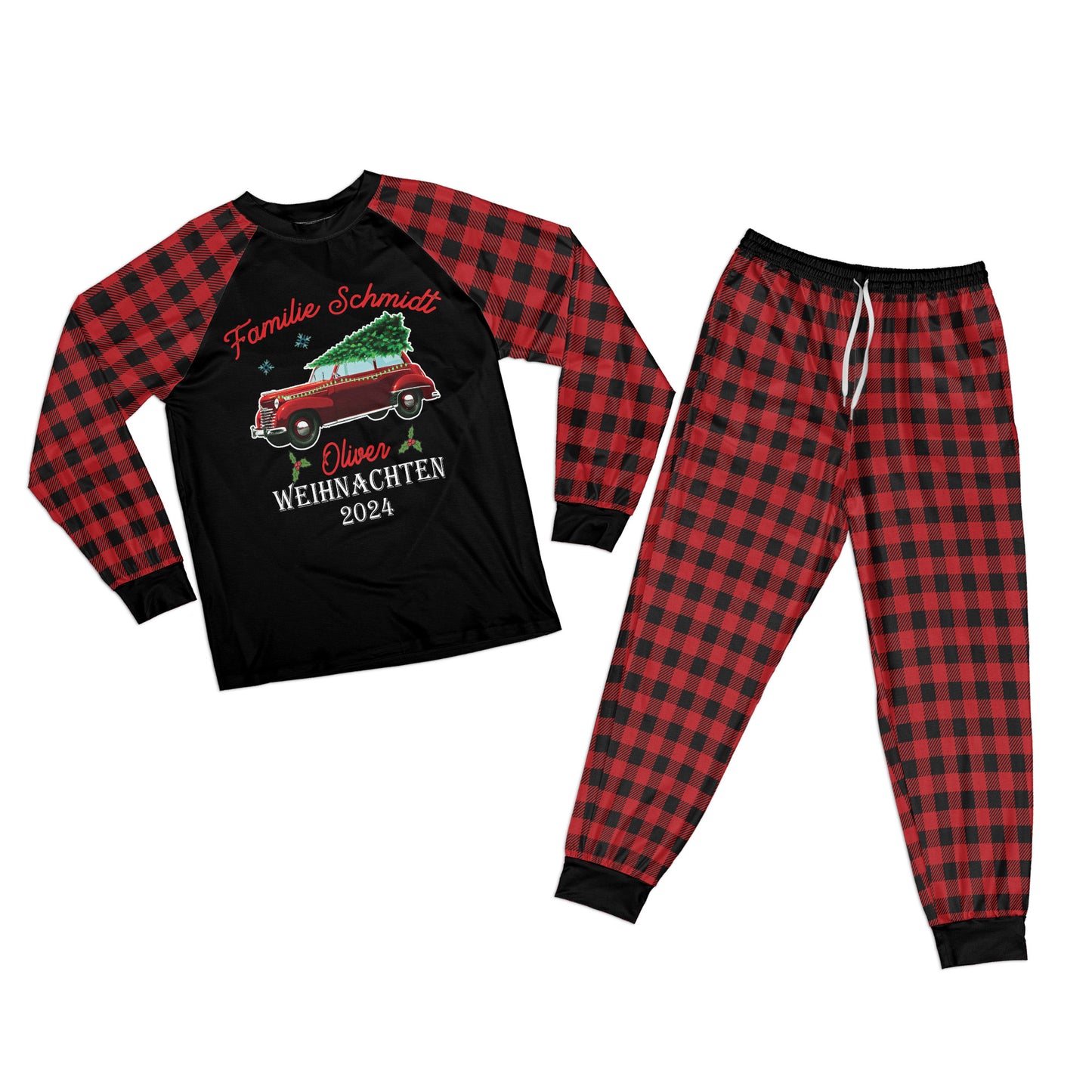 Personalisierter Familien-Weihnachtspyjama Set 2024 – Individuelles Schlafshirt für gemeinsame Erinnerungen - Weihnachtsgeschenk für Familie