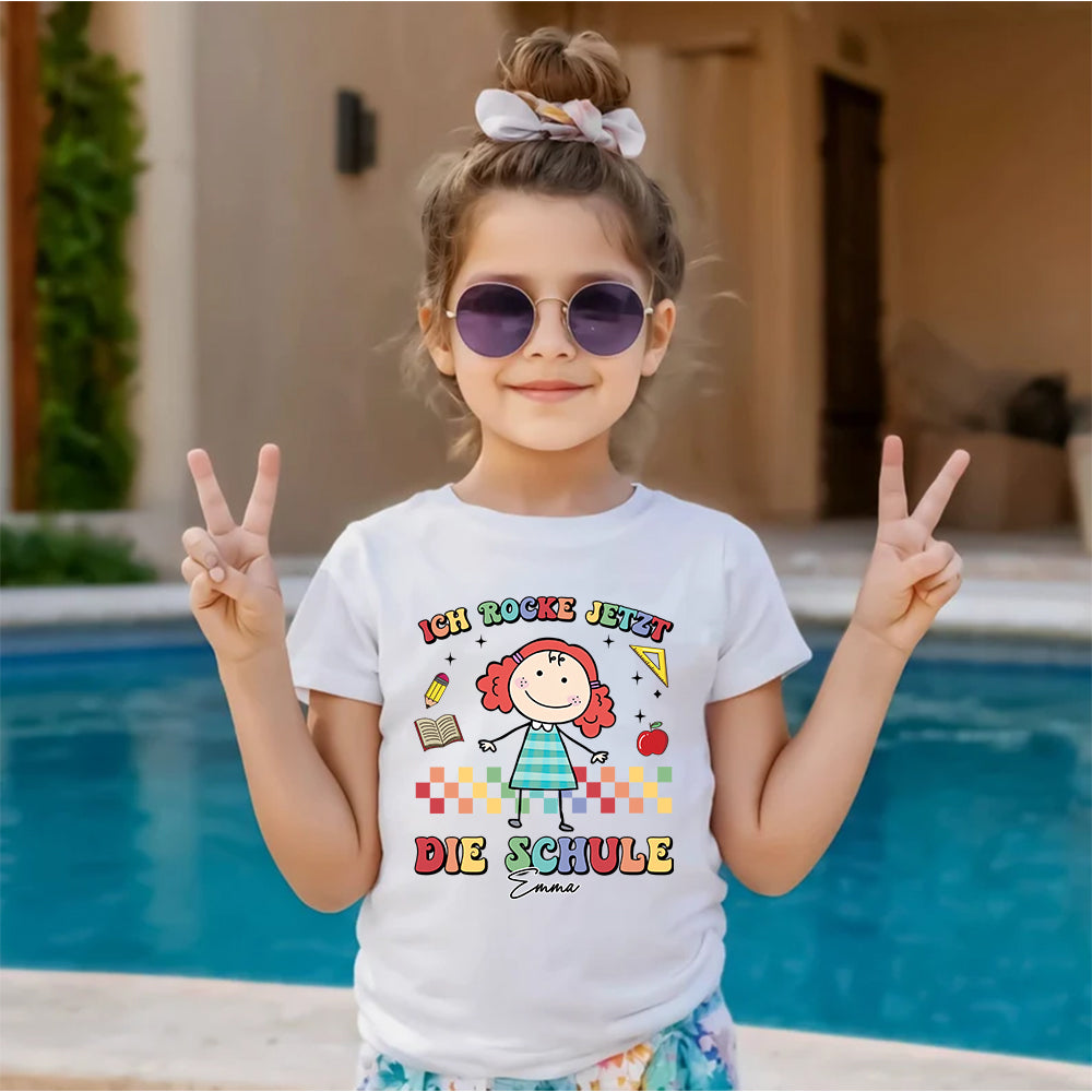 Ich Rocke Jetzt Die Schule T-Shirt - Personalisiertes Kleinkind T-Shirt - Geschenk zum Schulanfang für Kinder