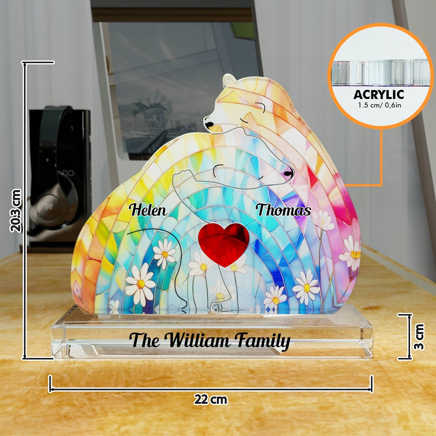Liebevolle Bärenfamilie - Umarmung in der gemütlichen Jahreszeit - Acryl-Puzzle Haustierschnitzereien