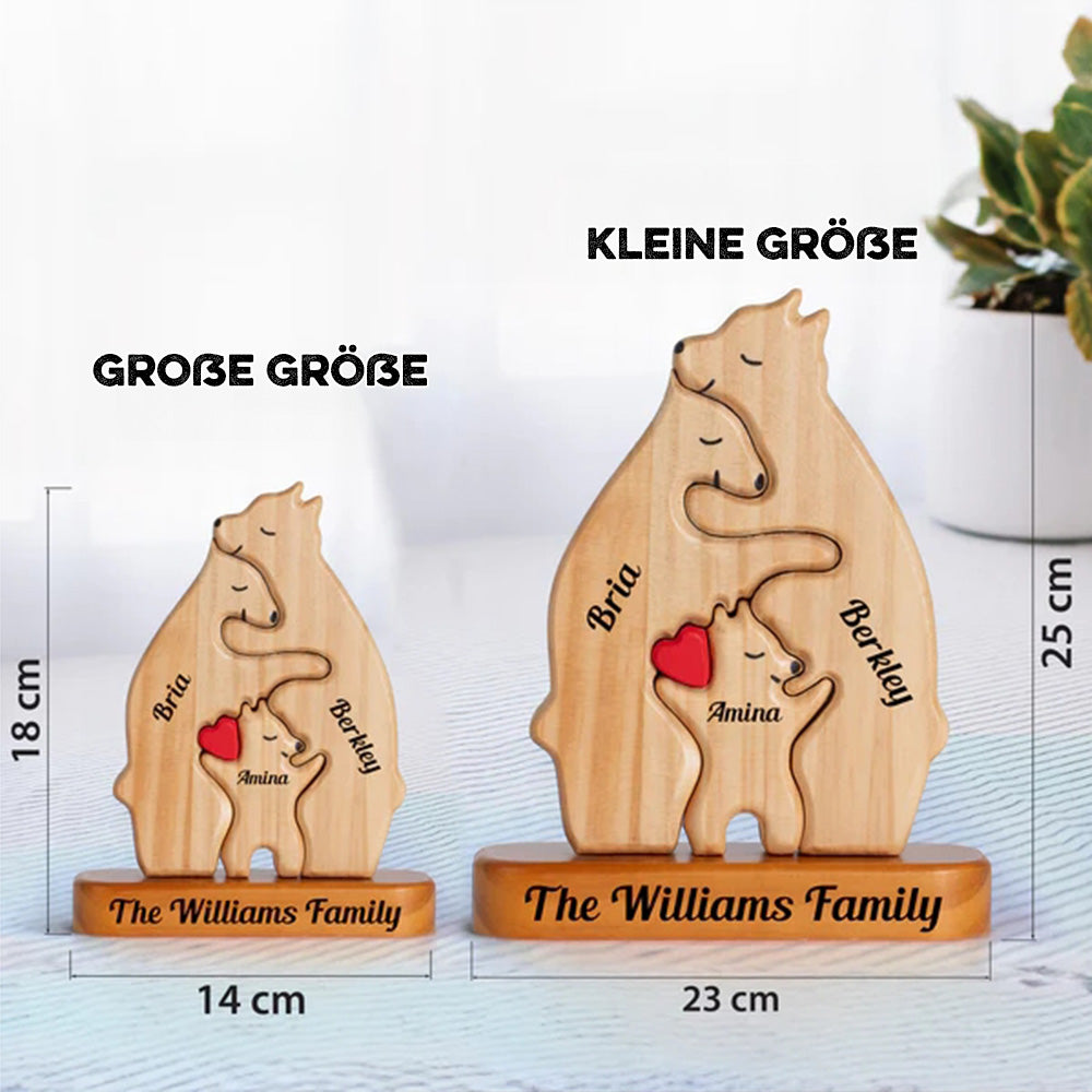 Bärenfamilie aus Holz große Größe - Puzzle Bärenfamilie aus Holz - Haustierschnitzereien aus Holz - Geschenk zum Muttertag