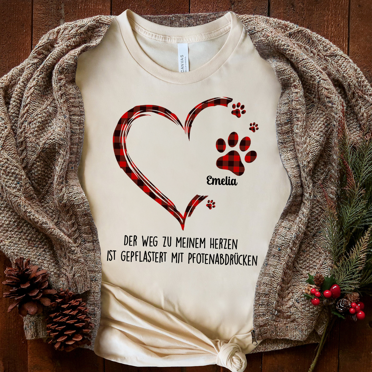 Der Weg zu meinem Herzen T-Shirt - Individuelles T-Shirt für Hundepapa Hundemama - Weihnachtsgeschenk für Hundeliebhaber