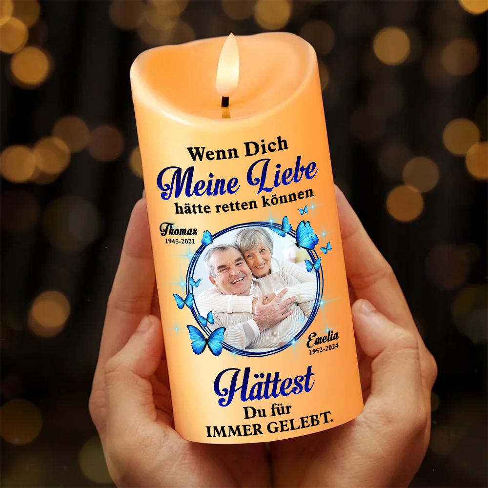 Diese Kerze leuchtet als liebevolle Erinnerung - Personalisierte LED-Gedenkkerze - Weihnachtsgeschenk, Kondolenzgeschenk für Familienmitglieder