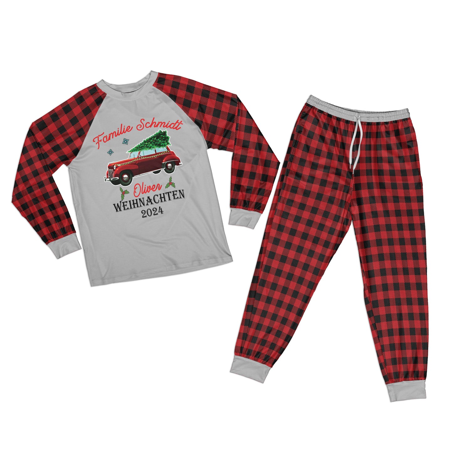 Personalisierter Familien-Weihnachtspyjama Set 2024 – Individuelles Schlafshirt für gemeinsame Erinnerungen - Weihnachtsgeschenk für Familie