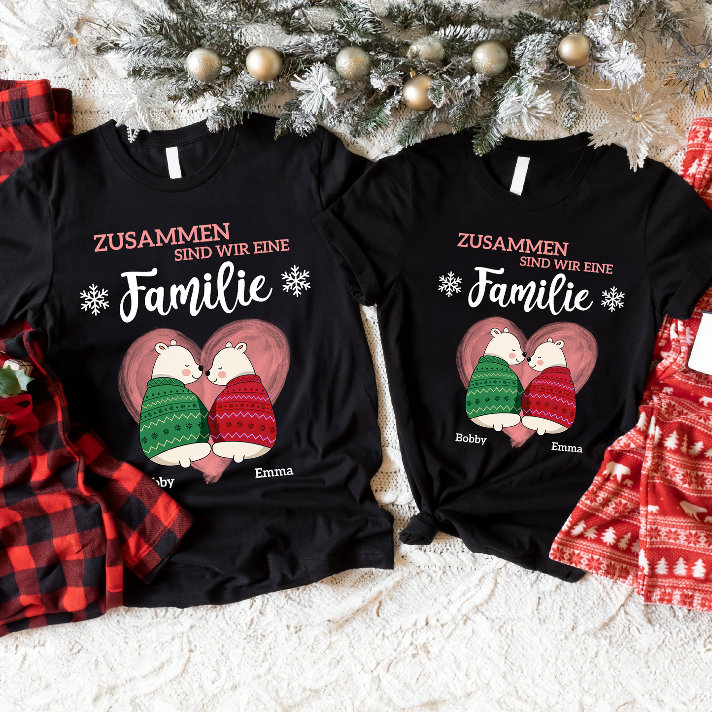 Zusammen Sind Wir Eine Familie T-Shirt - ersonalisiertes Familien-Bär-Shirt - Familien-Weihnachtsshirts
