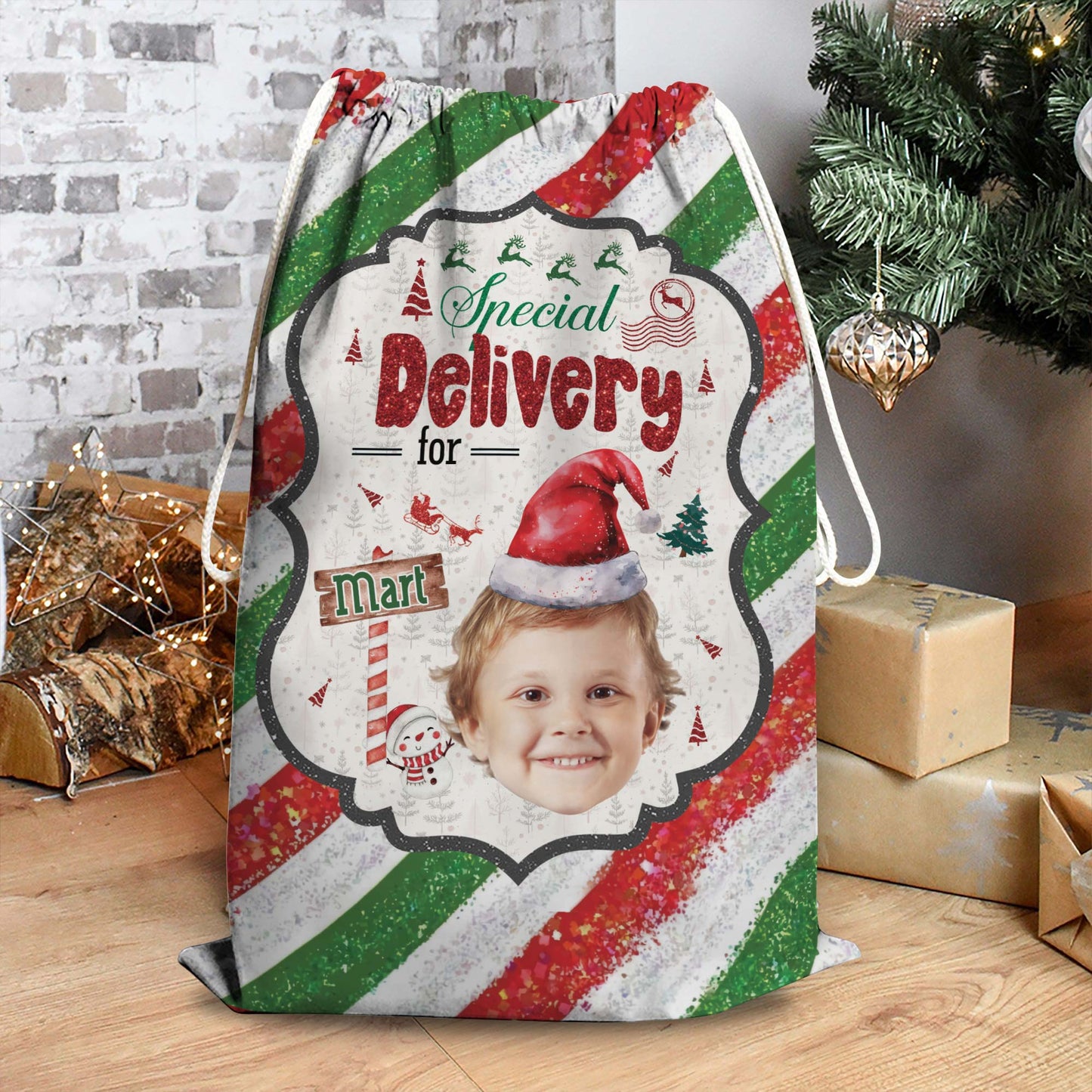 Glitzernde Weihnachts-Sonderlieferung Geschenksack - Personalisierter Weihnachtsmannsack für Kinder und Erwachsene und Tiere