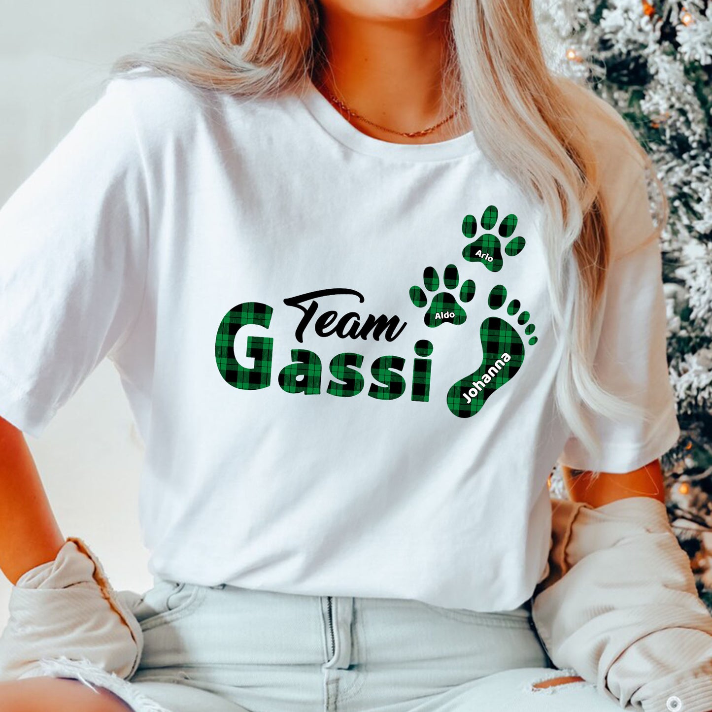 Personalisiertes Team Gassi T-Shirt - Individuelles T-Shirt für Hundepapa Hundemama - Weihnachtsgeschenk für Hundeliebhaber