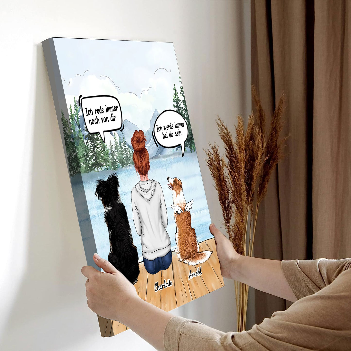 Ich Vermisse Dich – Personalisierte Leinwand, Individuelles Geschenk für Hundeliebhaber, Erinnerungsgeschenk
