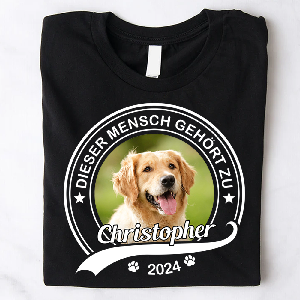 Personalisiertes Dieser Mensch Gehört zu T-Shirt - Individuelles Unisex T-Shirt für Hundeliebhaber und Hundebesitzer - Geschenk für Tierliebhaber