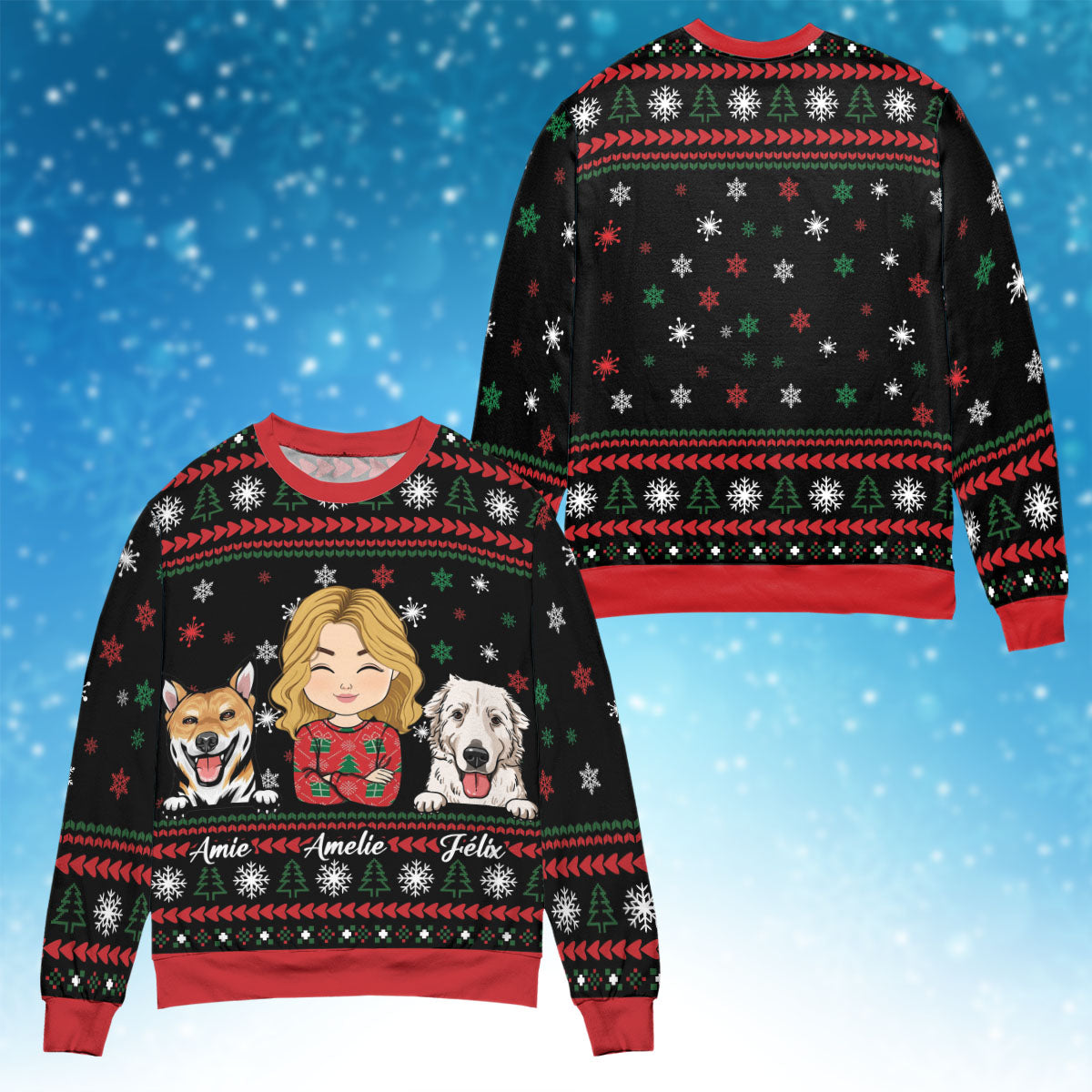 Personalisierter hässlicher Weihnachts-Hundepullover - Weihnachtsgeschenk für Haustierbesitzer - Pullover für Tierliebhaber