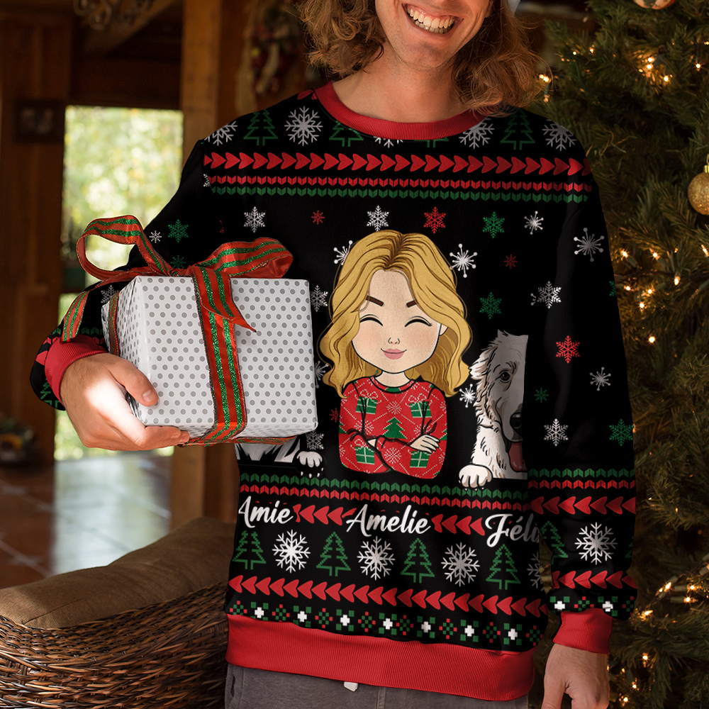 Personalisierter hässlicher Weihnachts-Hundepullover - Weihnachtsgeschenk für Haustierbesitzer - Pullover für Tierliebhaber