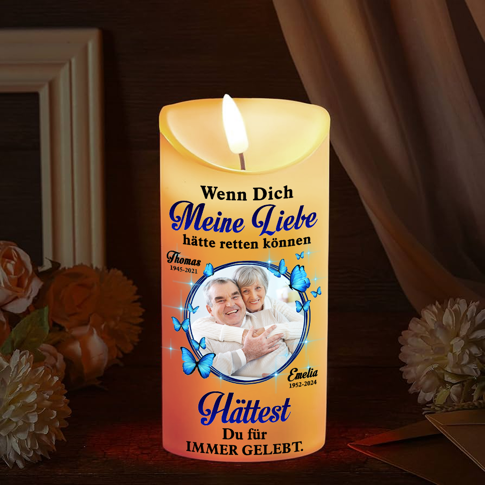 Diese Kerze leuchtet als liebevolle Erinnerung - Personalisierte LED-Gedenkkerze - Weihnachtsgeschenk, Kondolenzgeschenk für Familienmitglieder