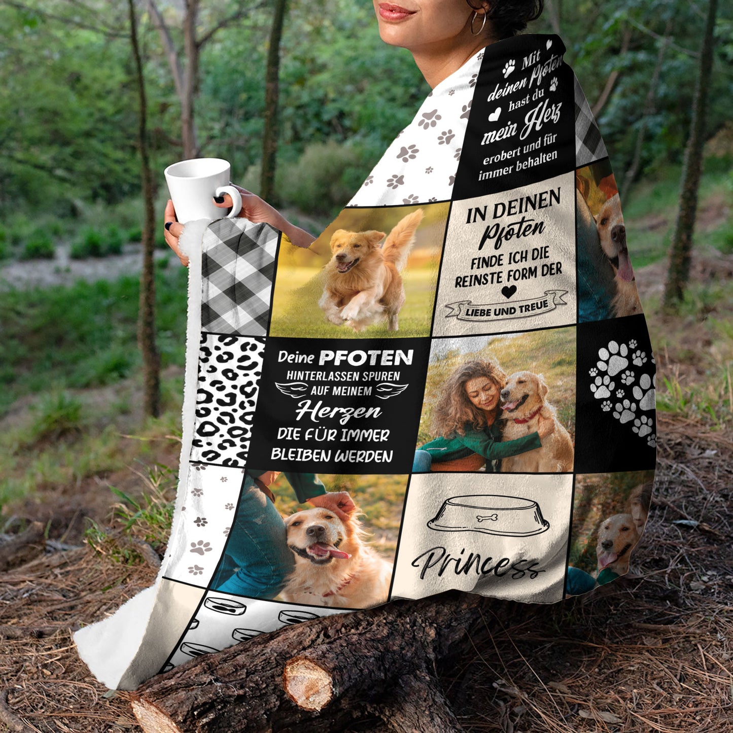Personalisierte Haustier Hund Katze Decke mit Fotos und Namen - Decke für Tierliebhaber