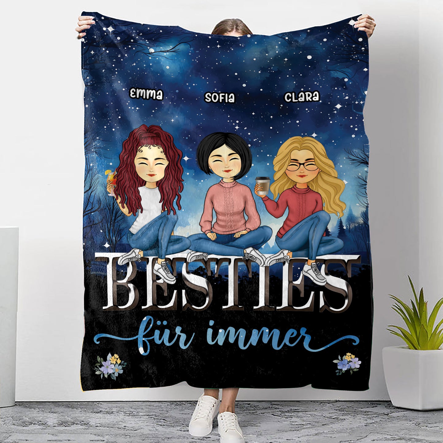 Personalisierte Besties Decke - Individuelle beste Freundin Decke - Geschenk für die beste Freundin