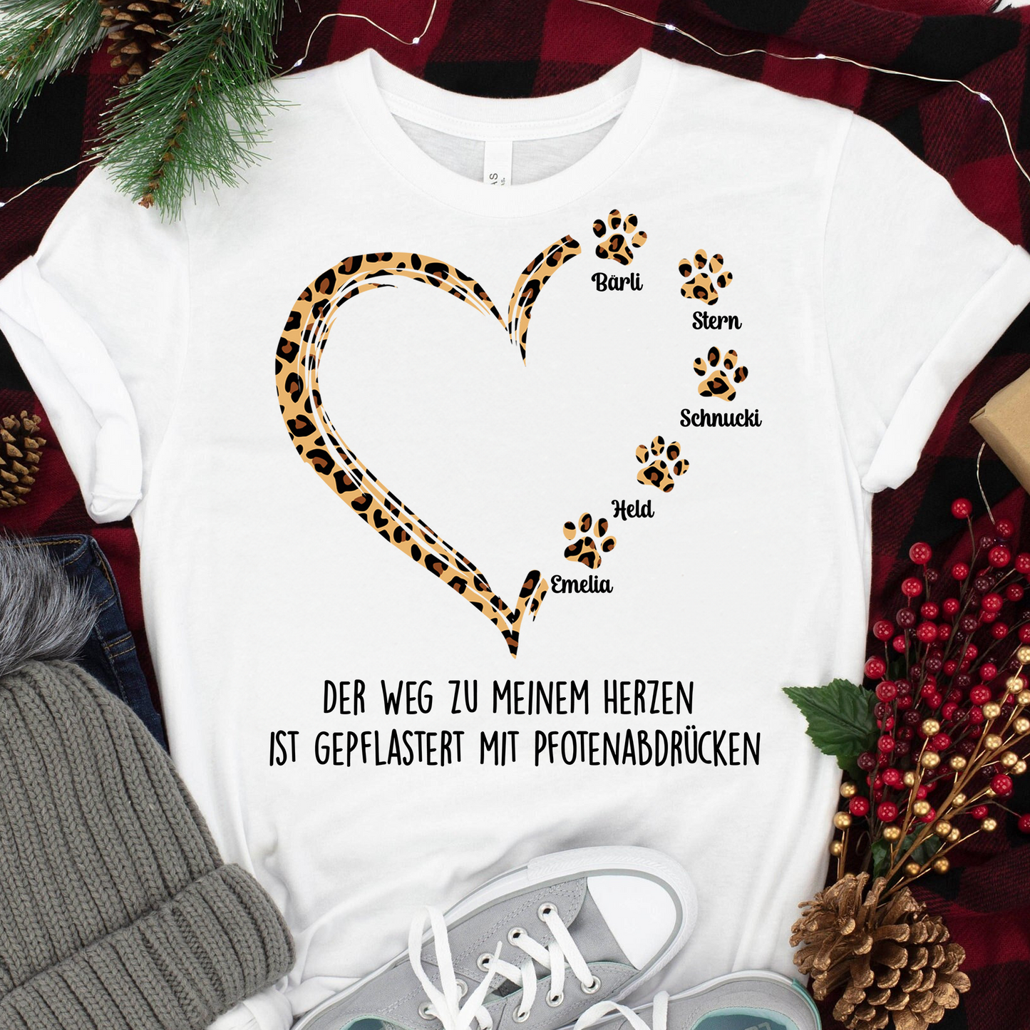 Der Weg zu meinem Herzen T-Shirt - Individuelles T-Shirt für Hundepapa Hundemama - Weihnachtsgeschenk für Hundeliebhaber