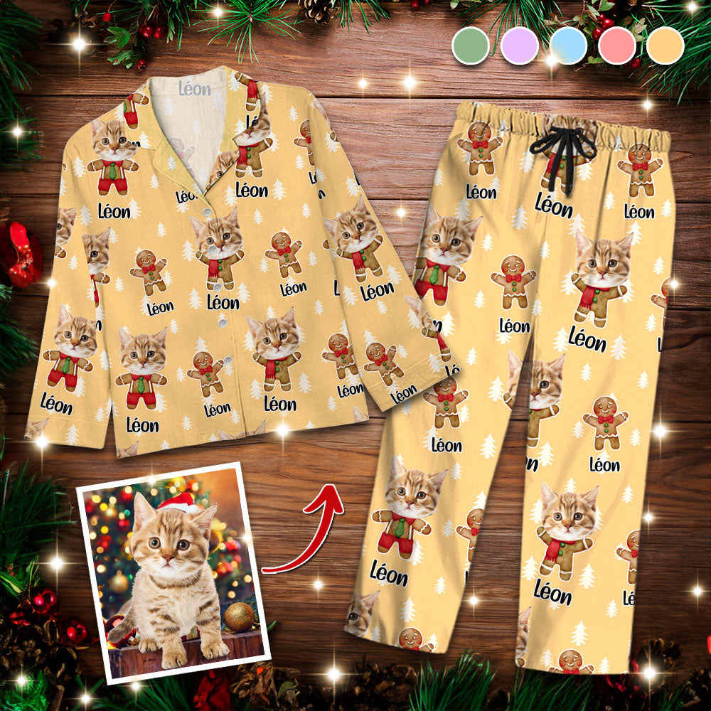 Lebkuchen-Weihnachtspyjama-Set - Personalisierte Weihnachtsfoto-Pyjamas