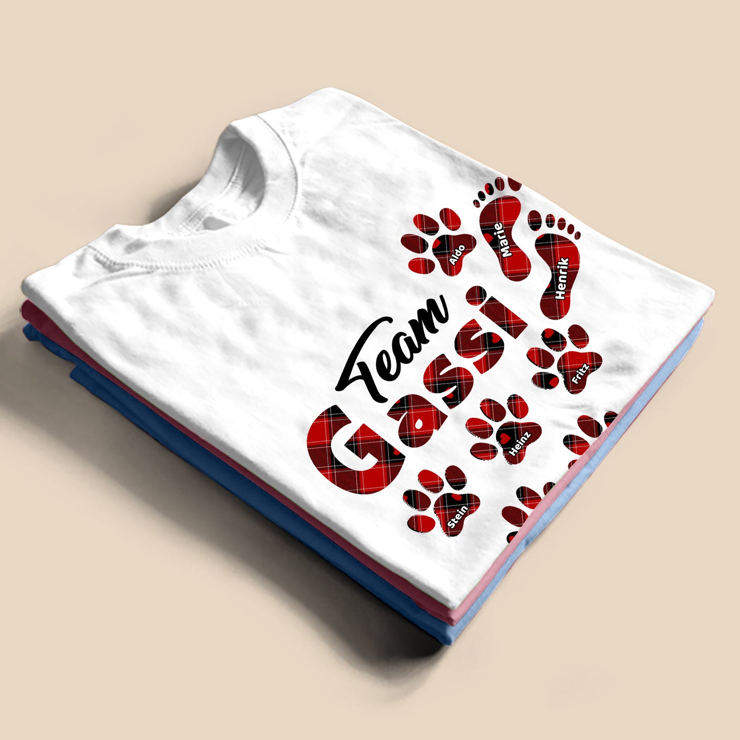 Personalisiertes Team Gassi T-Shirt - Individuelles T-Shirt für Hundepapa Hundemama - Weihnachtsgeschenk für Hundeliebhaber