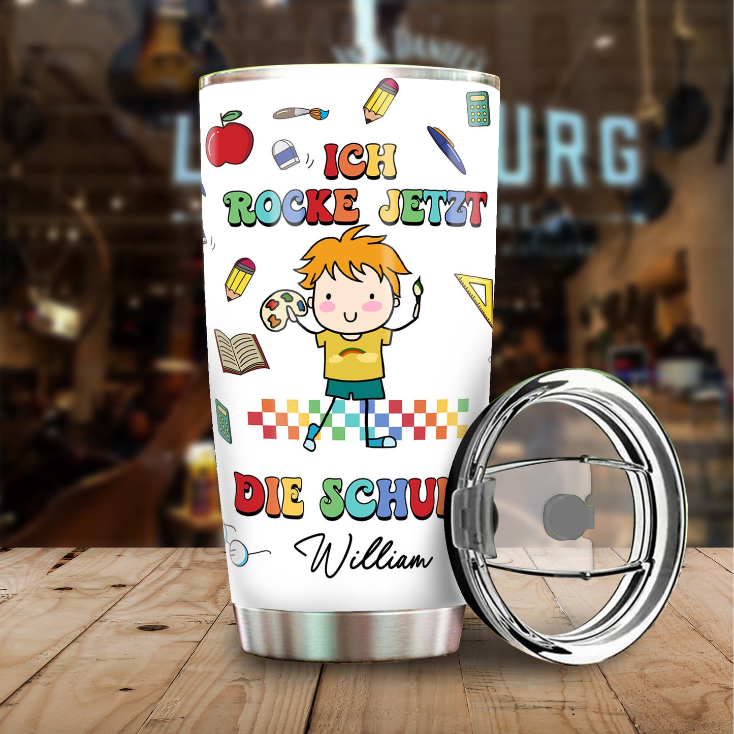 Personalisierter Ich Rocke Jetzt Die Schule Tumbler - Personalisierter Schulkind Tumbler - Tumbler Für Kinder Einschulung
