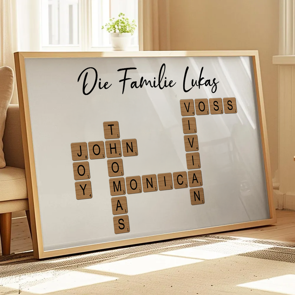 Familien-Kreuzworträtsel-Kunst - Hundeporträts auf Leinwand, Geschenk personalisiertes Poster Haustiergemälde