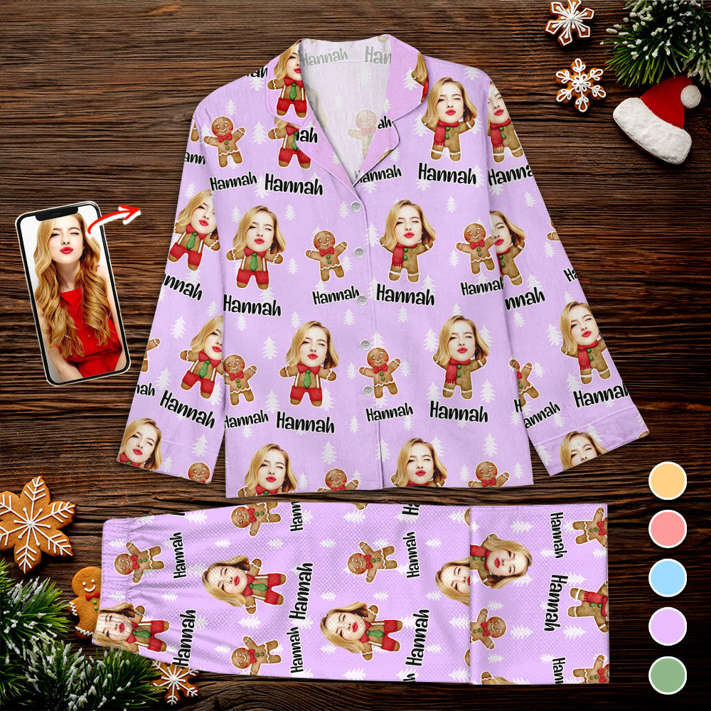 Lebkuchen-Weihnachtspyjama-Set - Personalisierte Weihnachtsfoto-Pyjamas
