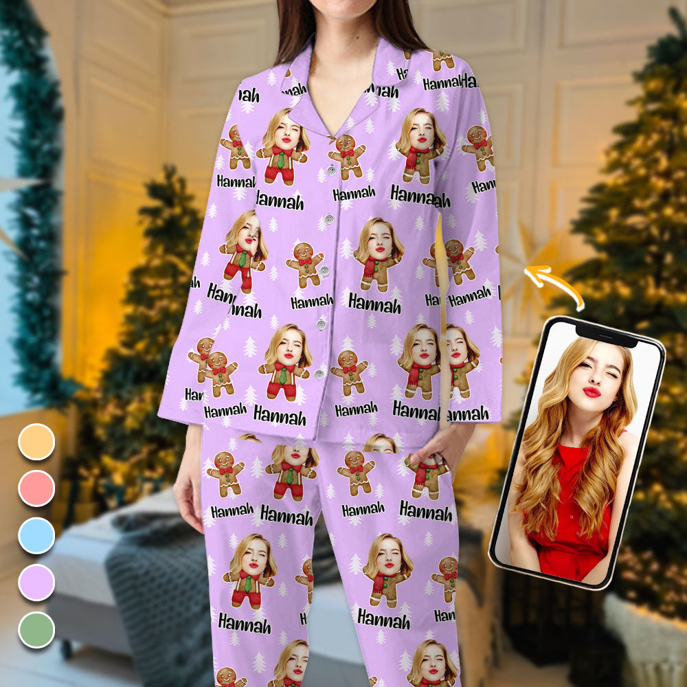 Lebkuchen-Weihnachtspyjama-Set - Personalisierte Weihnachtsfoto-Pyjamas