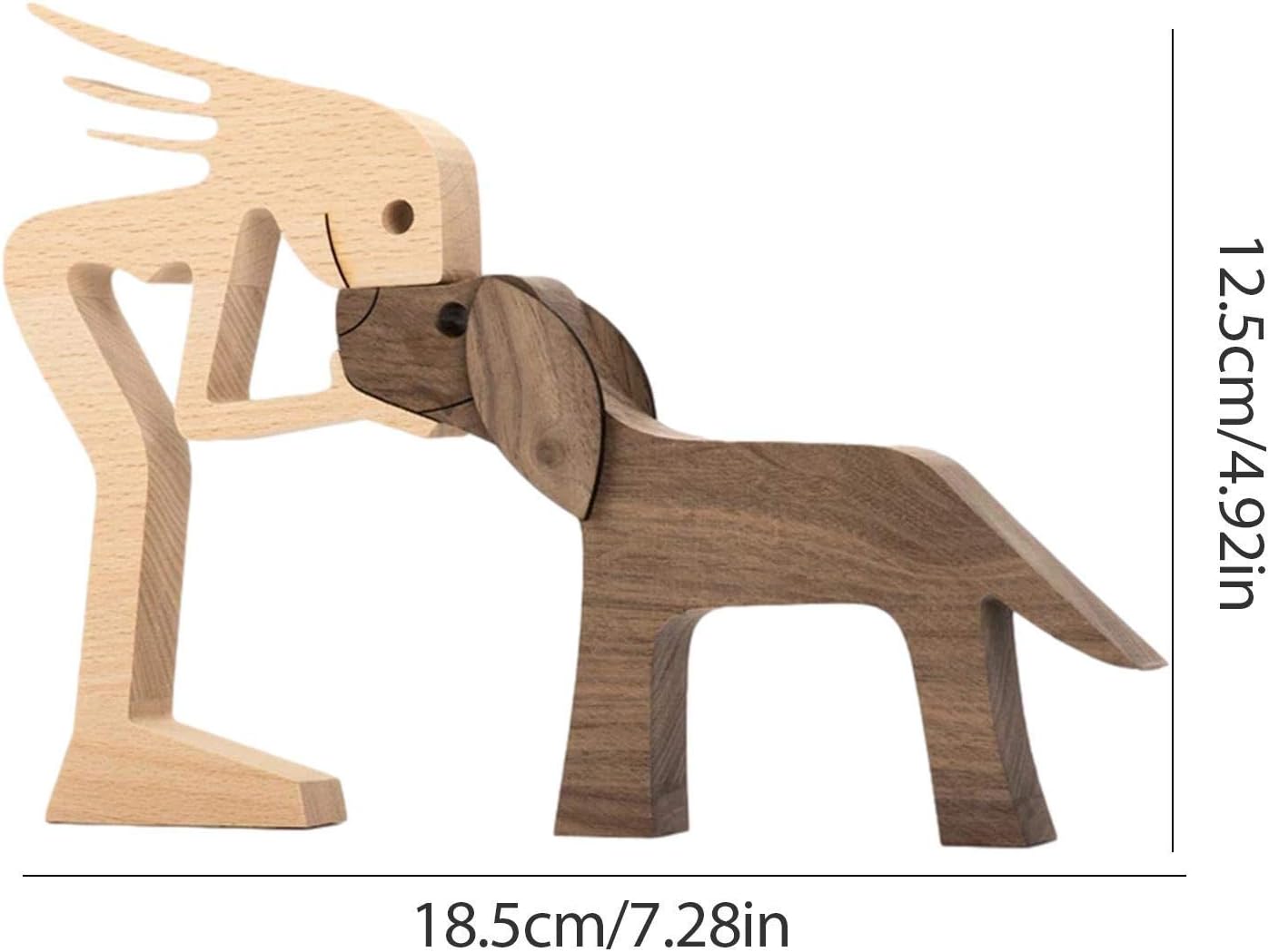 Hunde-Katzen-Familienstatue aus Holz – Hölzerne Schnitzornamente für Welpen, Geschenk für Tierliebhaber, Holzskulptur für Heimbüro