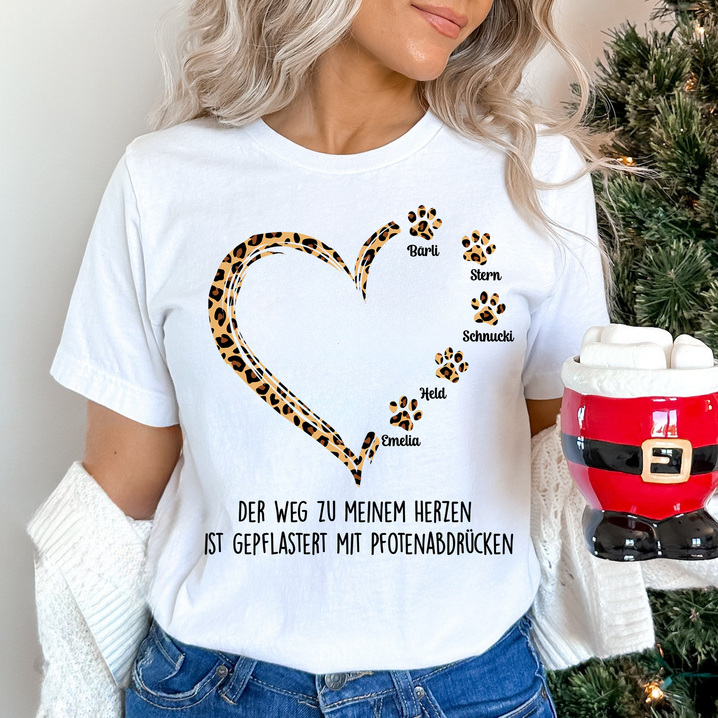 Der Weg zu meinem Herzen T-Shirt - Individuelles T-Shirt für Hundepapa Hundemama - Weihnachtsgeschenk für Hundeliebhaber