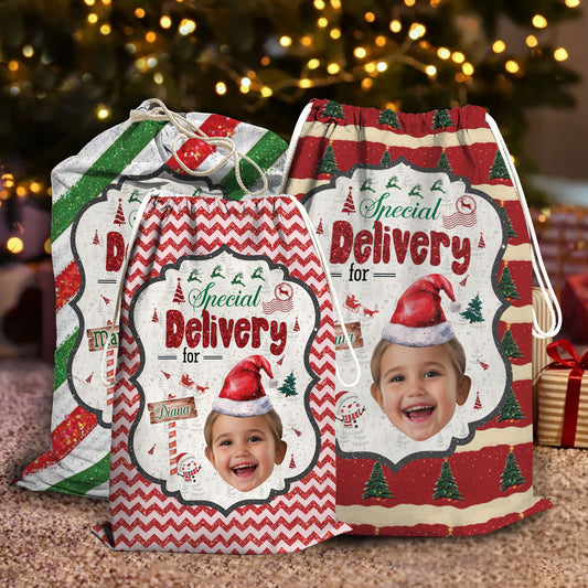 Glitzernde Weihnachts-Sonderlieferung Geschenksack - Personalisierter Weihnachtsmannsack für Kinder und Erwachsene und Tiere