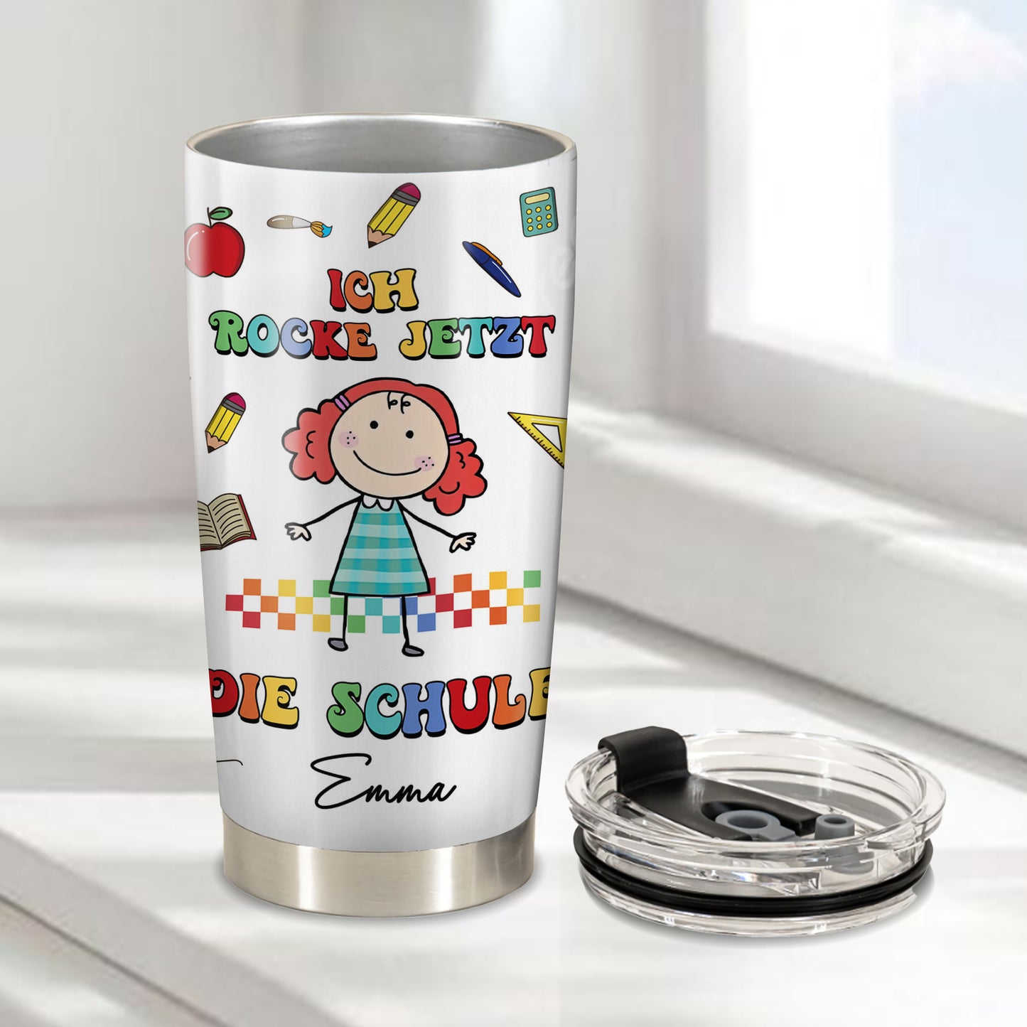 Personalisierter Ich Rocke Jetzt Die Schule Tumbler - Personalisierter Schulkind Tumbler - Tumbler Für Kinder Einschulung