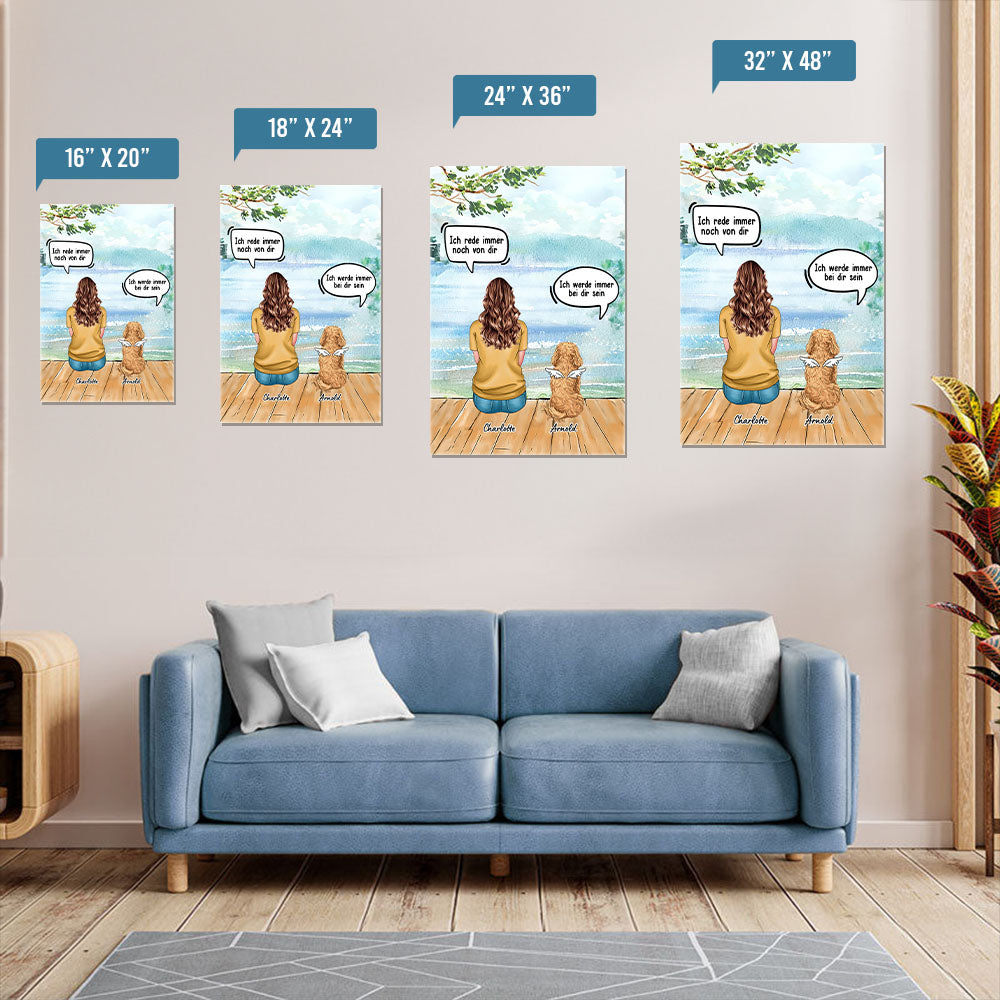 Ich Vermisse Dich – Personalisierte Leinwand, Individuelles Geschenk für Hundeliebhaber, Erinnerungsgeschenk