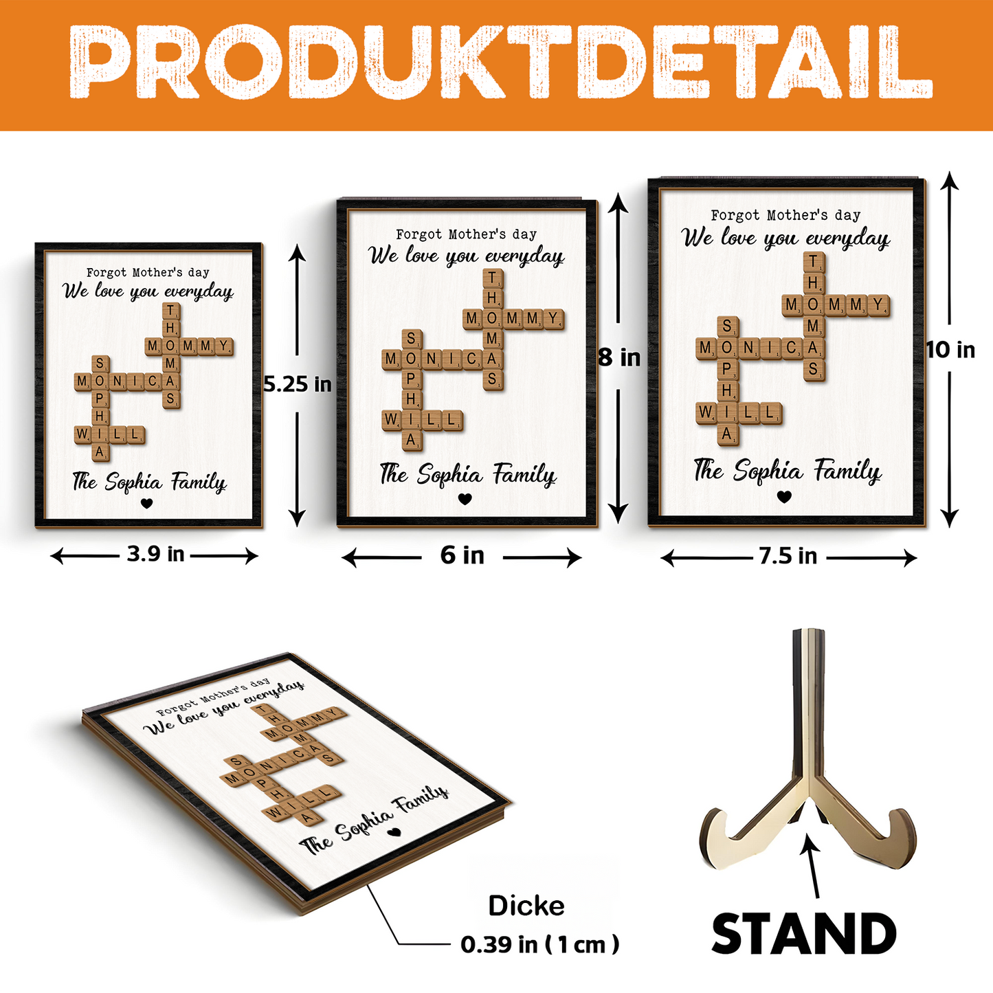 Familien-Kreuzworträtsel - Kreuzworträtsel Scrabble Holzschild - Personalisiertes Geschenk für die Familie