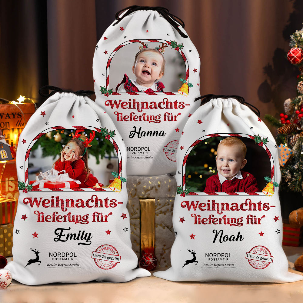 Glitzernde Weihnachts-Sonderlieferung Geschenksack - Personalisierter Weihnachtsmann sack - Weihnachtlicher Geschenkesack