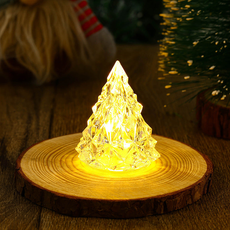 Acryl-Weihnachtsbaum-Nachtlicht, Geschenke für Urlaub, Party, Weihnachten, romantische Tischlampe im Kristall-Stil, Diamant-Design, Mini-Tischdekoration, 8 cm, für Schlafzimmer, Wohn-/Esszimmer, Tischdekoration