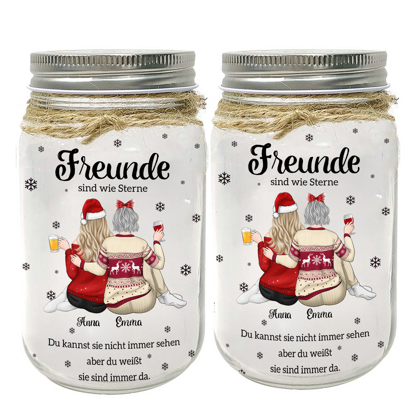 Personalisierte Mason Jar Solarlampe - Beste Freunde sind wie Sterne Licht - Weihnachtsgeschenk für Freunde