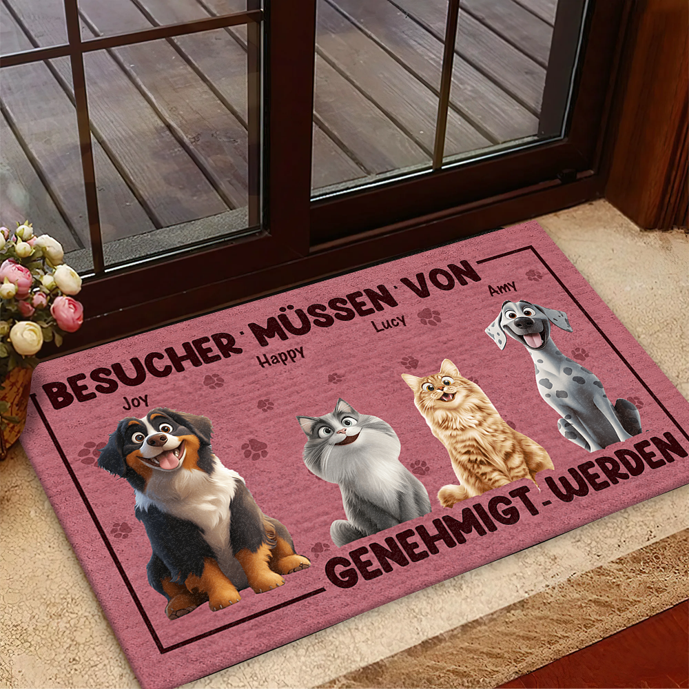 Besucher Müssen Von - Individuelle Fußmatte Für Tierliebhaber - Geschenk Für Hundebesitzer Und Katzenliebhaber