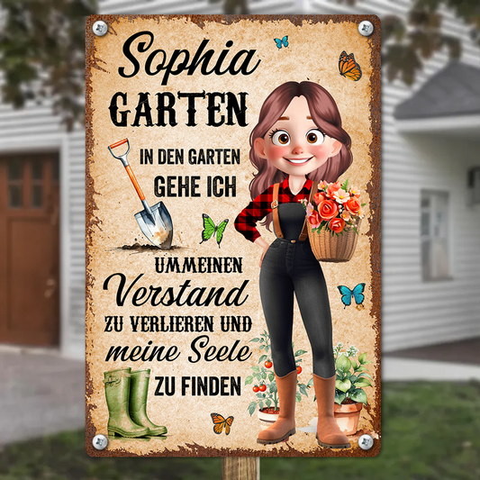 In Den Garten - Plaque En Métal Pour Amoureux Des Animaux