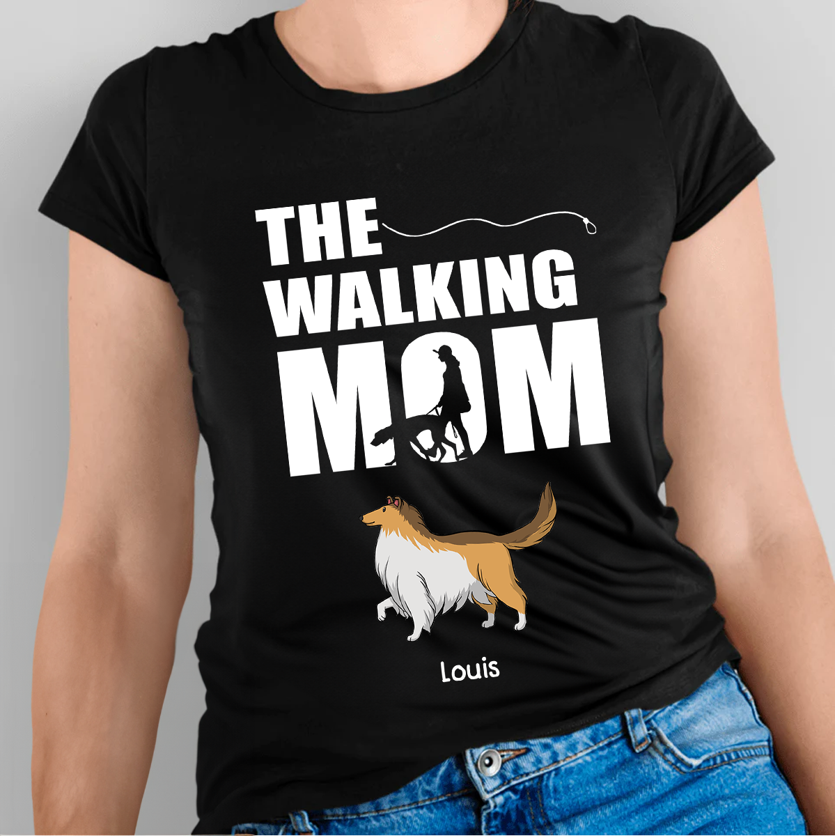 Walking Dog T-Shirt - Individuelles Unisex T-Shirt für Hundeliebhaber und Hundebesitzer - Geschenk für Tierliebhaber