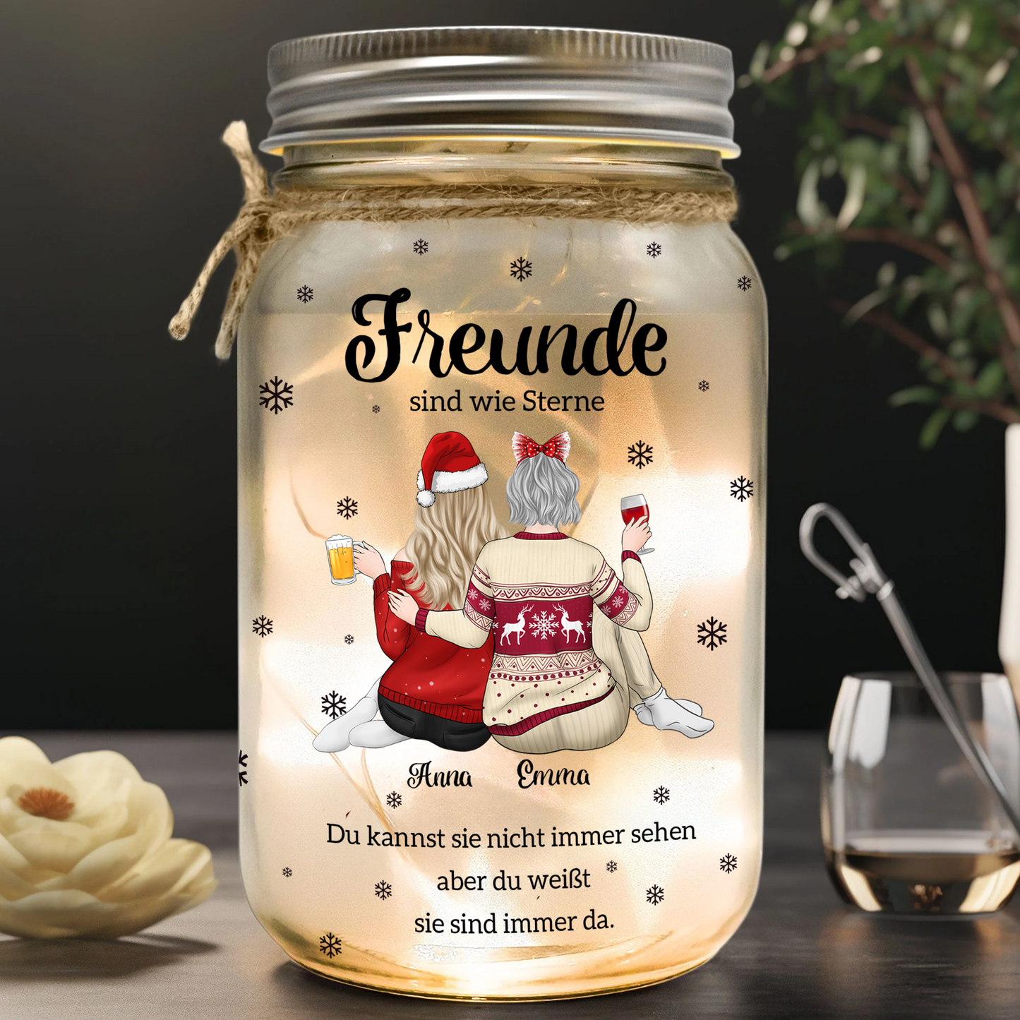 Personalisierte Mason Jar Solarlampe - Beste Freunde sind wie Sterne Licht - Weihnachtsgeschenk für Freunde