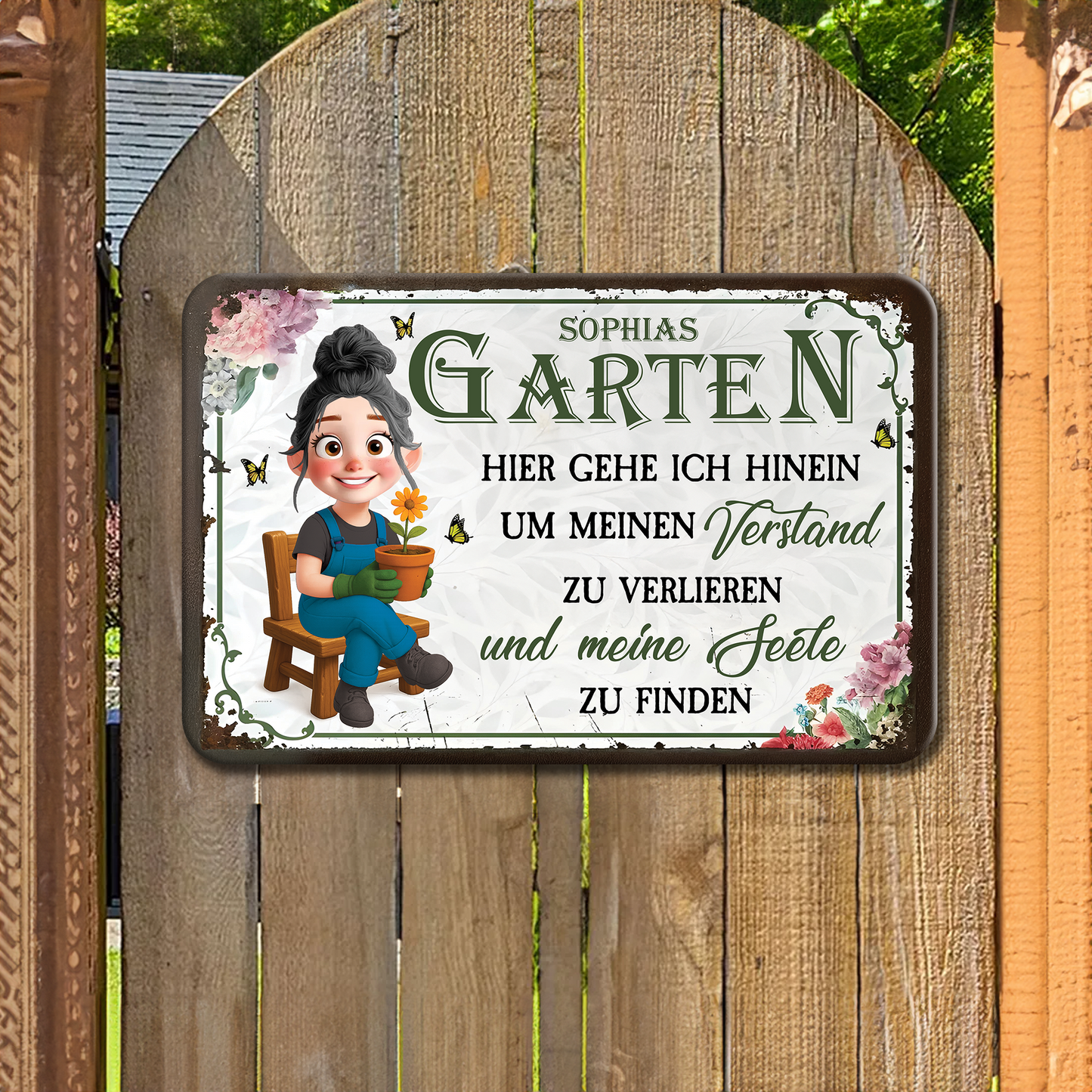 Eine Verrückte Pflanzenlady Lebt Hier! - Plaque En Métal Pour Amoureux Des Animaux