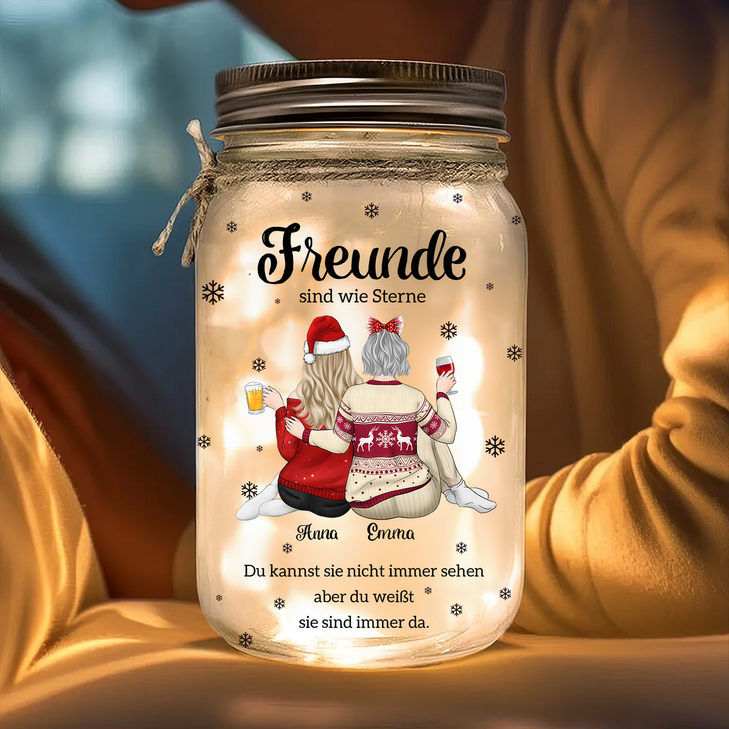 Personalisierte Mason Jar Solarlampe - Beste Freunde sind wie Sterne Licht - Weihnachtsgeschenk für Freunde