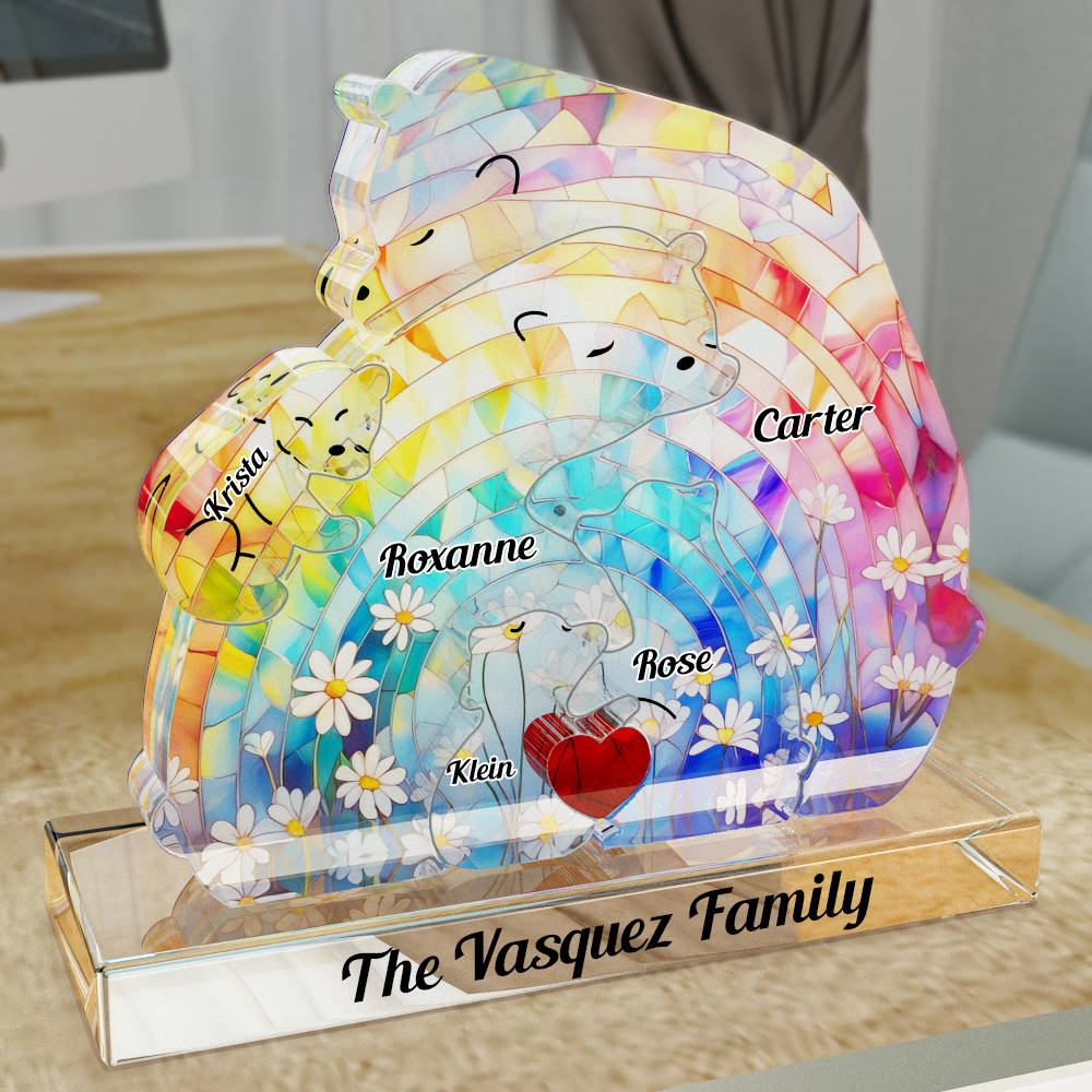 Liebevolle Bärenfamilie - Umarmung in der gemütlichen Jahreszeit - Acryl-Puzzle Haustierschnitzereien