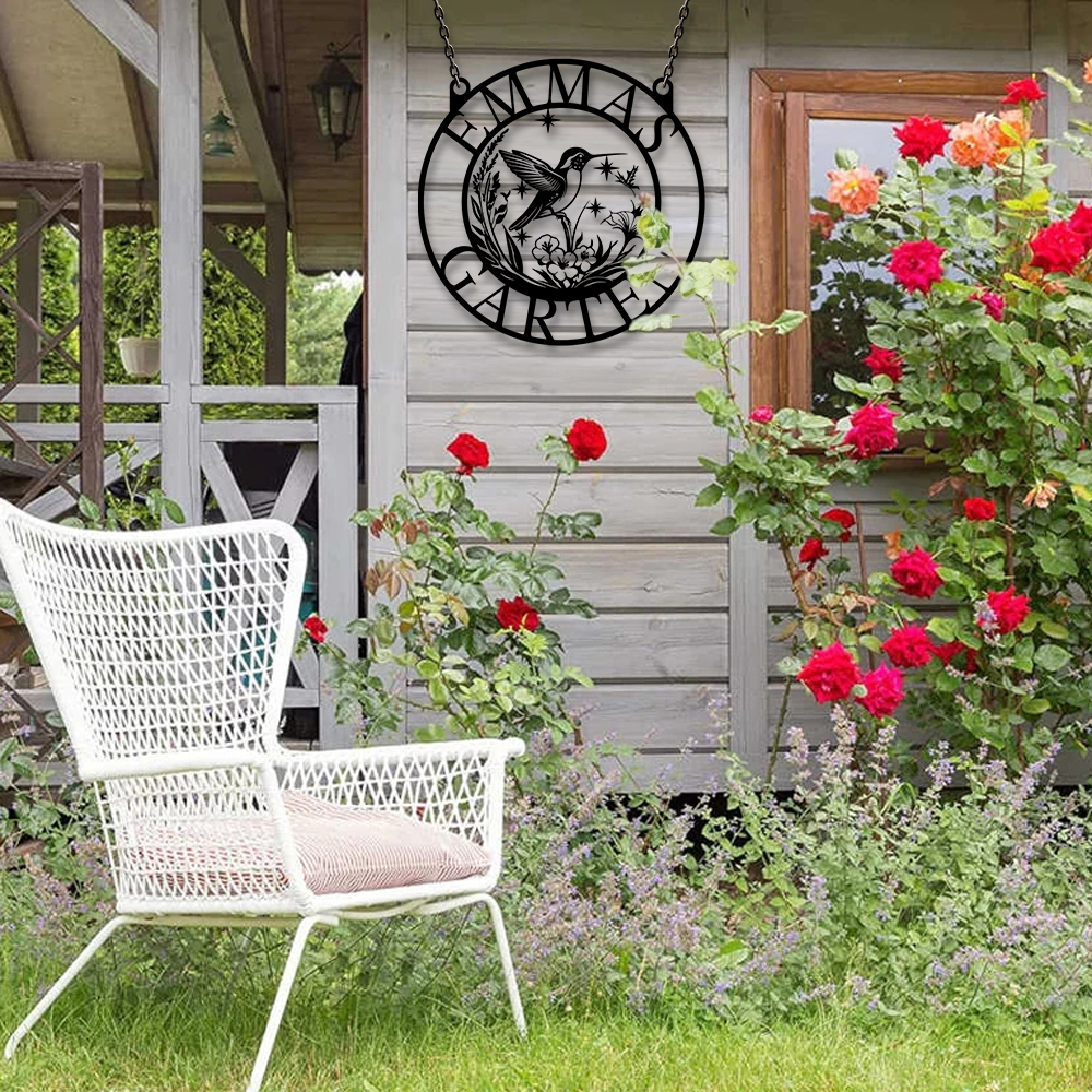 Individuelle Kolibri Metall Garten Deko - Personalisierte Gartendeko - Individuelles Garten Namensschild