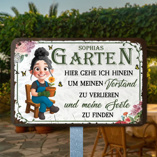 Eine Verrückte Pflanzenlady Lebt Hier! - Plaque En Métal Pour Amoureux Des Animaux