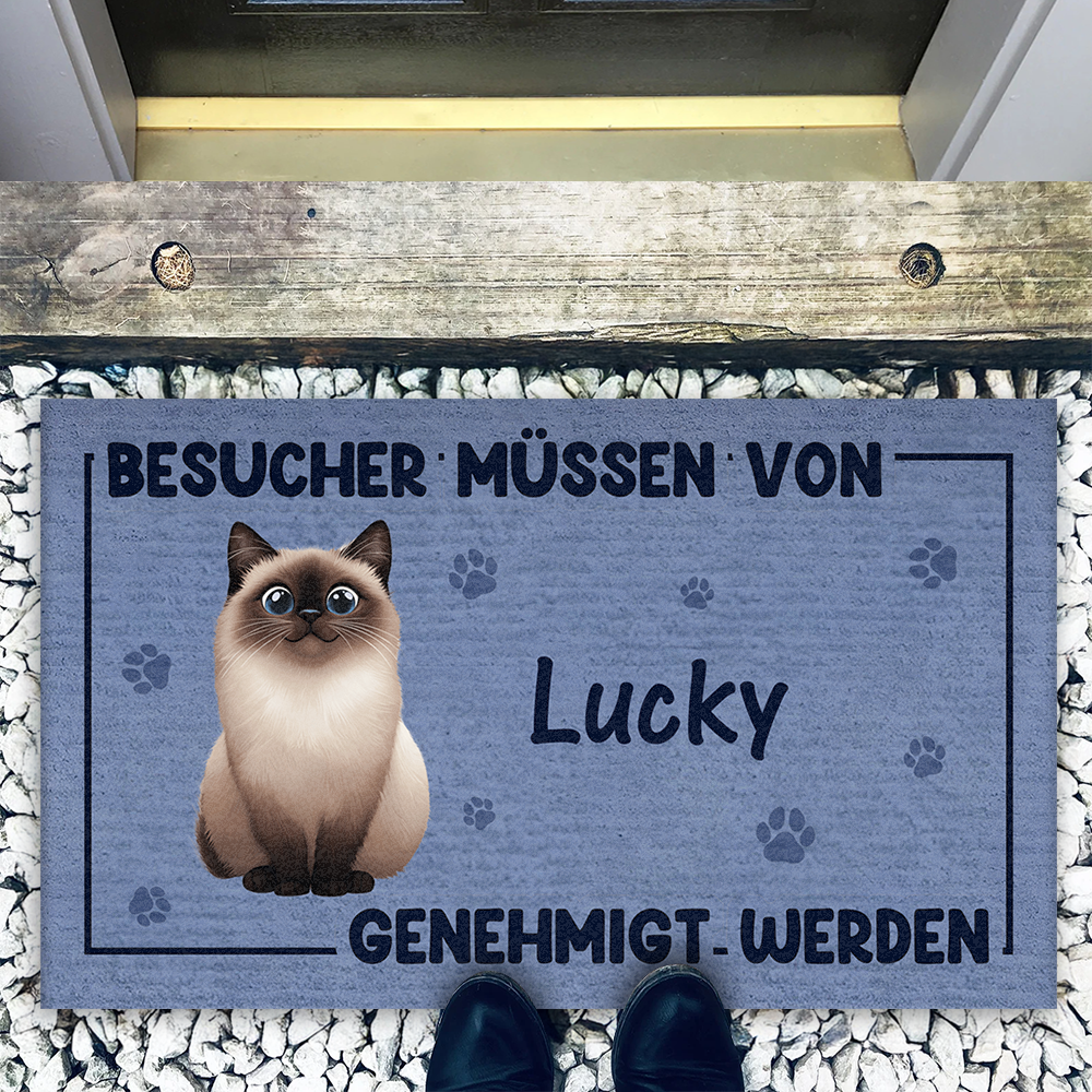 Besucher Müssen Von - Individuelle Fußmatte Für Tierliebhaber - Geschenk Für Hundebesitzer Und Katzenliebhaber