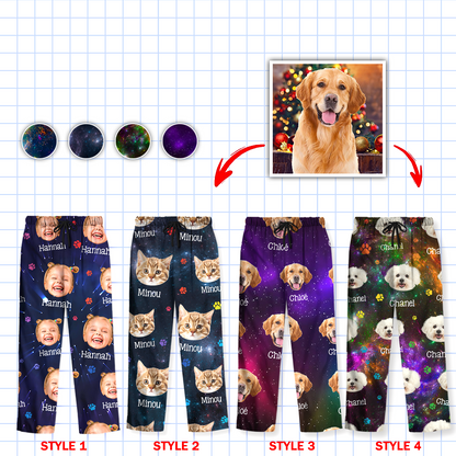 Galaxie-Pyjama-Set - Personalisierte Weihnachtspyjamas mit Hundepfoten-Foto