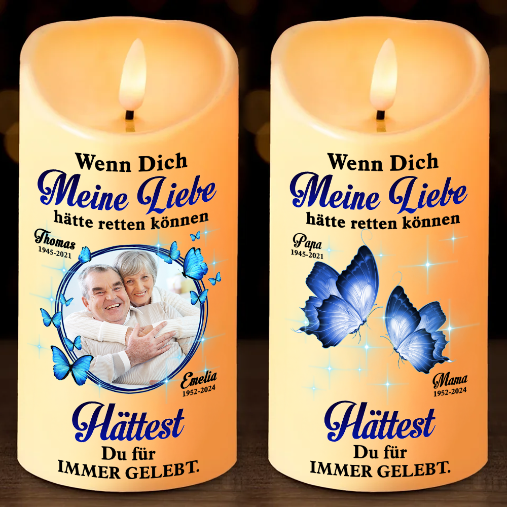 Diese Kerze leuchtet als liebevolle Erinnerung - Personalisierte LED-Gedenkkerze - Weihnachtsgeschenk, Kondolenzgeschenk für Familienmitglieder